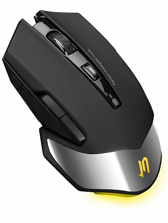 Беспроводная аккумуляторная мышь с бесшумными клавишами Jet.A R201G черна (1000-1600dpi,6кн,LED,USB)