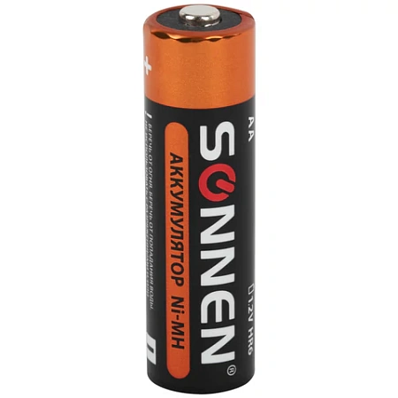 Батарейки аккумуляторные Ni-Mh пальчиковые АА (HR6) 2700 mAh, SONNEN, 455607