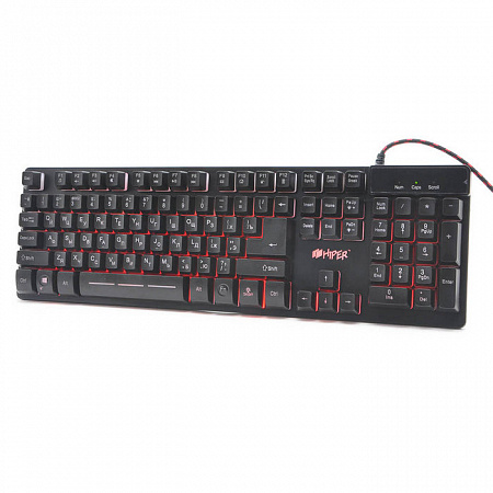 Игровая клавиатура HIPER GENOME GK-3 чёрная (104кл,USB,мембранная,RGB подсветка)
