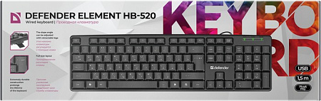 Клавиатура Defender Element HB-520 RU,USB,черный,полноразмерная