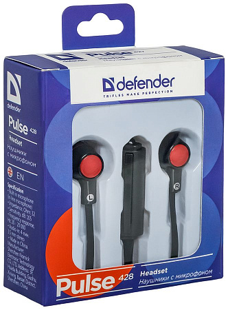 Гарнитура для смартфонов DEFENDER Pulse 428 черный, вставки