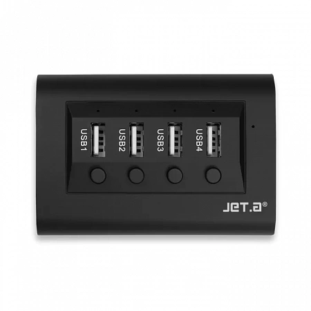 USB-концентратор Jet.A JA-UH14, чёрный (4 порта USB 2.0, с выключателями портов)