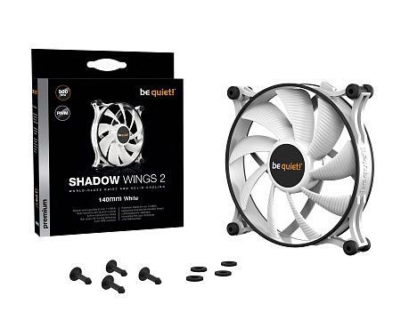 Вентиляторы be Quiet Shadow Wings 2 White 140mm (PWM 4-pin,400-900 об/мин,14.9 дБ,38.5 CFM)
