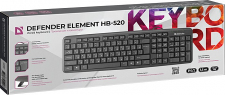 Клавиатура Defender Element HB-520 PS/2 RU,черный,полноразмерная