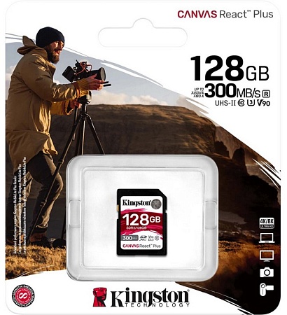 Карта памяти SDXC 128GB Class10 Kingston SDR2/128GB Canvas React Plus w/o adapter