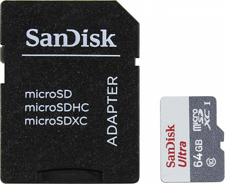 Карта памяти MicroSD 64Gb SanDisk SDHC Class 10 Ultra Android (SD адаптер) 80MB/s