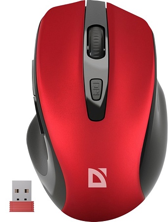 Мышь беспроводная оптическая Defender Prime MB-053 красный (6D,800-1600dpi,бесшумн)