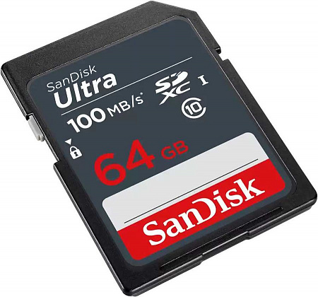 Карта памяти Secure Digital Card (SD) 64Gb SanDisk SDXC Class 10 UHS-I U1 Ultra 100MB/s SDSDUNR-064G-GN3IN